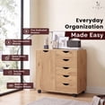 thumbnail image 6 of Naomi Home Amy 5-Drawer Wood Dresser Chest with Cabinet Door, Wooden Storage Cabinet for Bedroom or Living Room, Mobile Storage Organizer & Printer Stand for Home Office, Natural, 6 of 10
