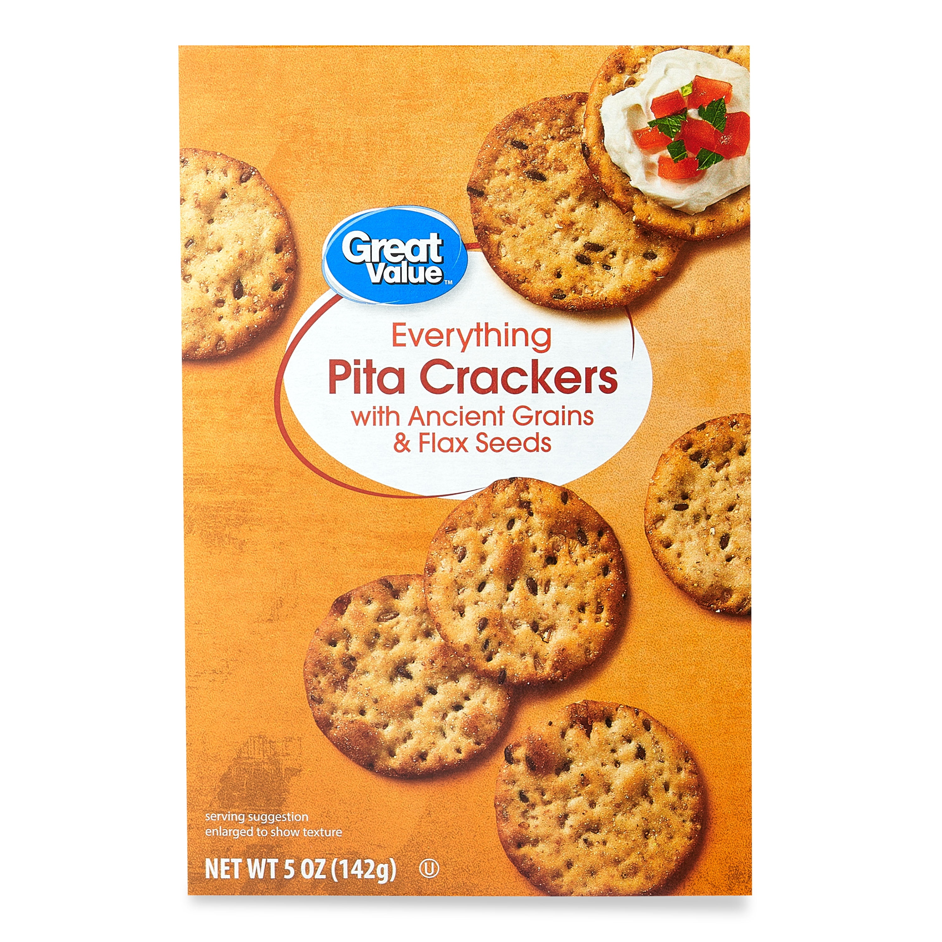 (6 pack) Great Value Everything Pita Crackers, 5 oz