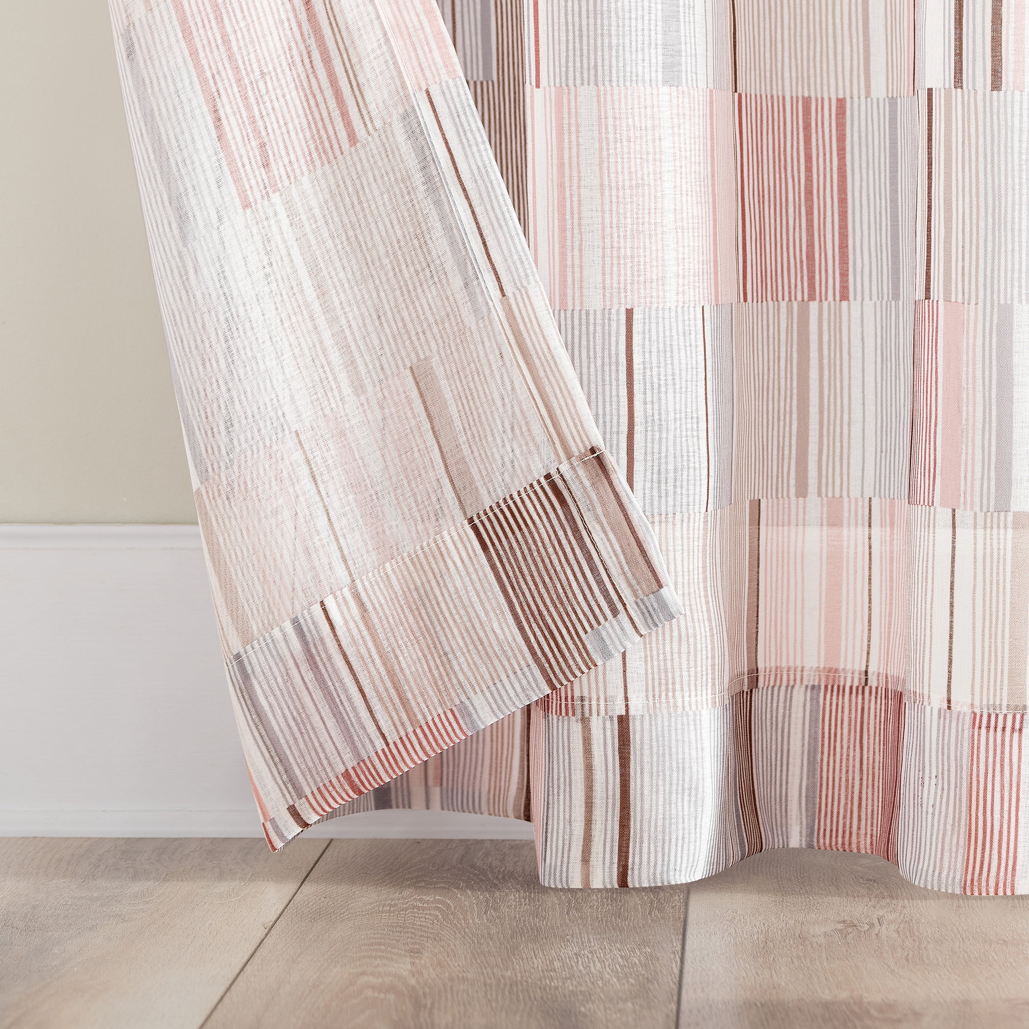 No. 918 Colby Offset Stripes Sheer Rod Pocket Curtain Panel, 56"x84", Multicolored