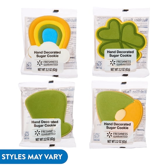 Freshness Guaranteed St. Patrick's Day Hand Decorated Sugar Cookie, 2.2 oz (Styles May Vary)