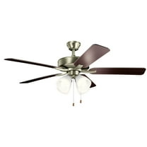 Ceiling Fan With Light Kit With Traditional Inspirations 18.5 Inches Tall By 52 Inches Wide-Brushed Nickel Finish-White Etched Glass Color Kichler