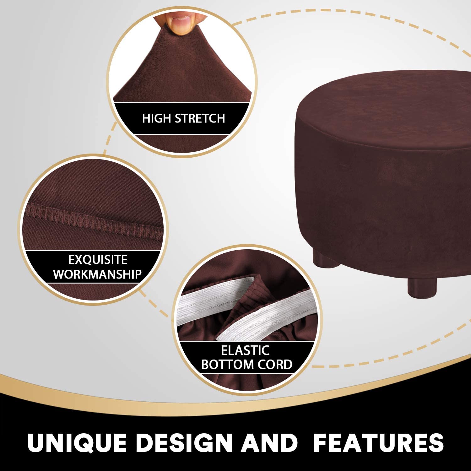 Details about   Velvet Stretch Ottoman Footrest Cover Slipcover Soft Rectangle Storage Protector 