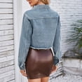 thumbnail image 5 of FAIWAD Women's Denim Jacket Long Sleeve Cropped Plus Size Vintage Button Down Loose Jeans Short Coat, 5 of 8