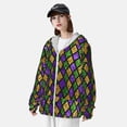 thumbnail image 5 of Gaeub Mardi Gras Shiny Green Purple Men's and Women's UPF 50+ Long-Sleeved Sun Protection Clothing, Fishing Shirt Long Sleeve Zip - 3X-Large, 5 of 9