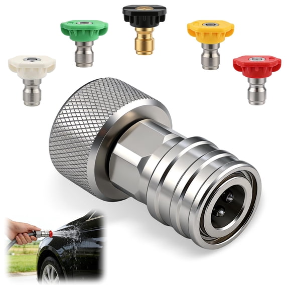 Cystone Garden Hose to Mini Power Washer Adapter, 3/4 GHT to 1/4, Stainless Steel