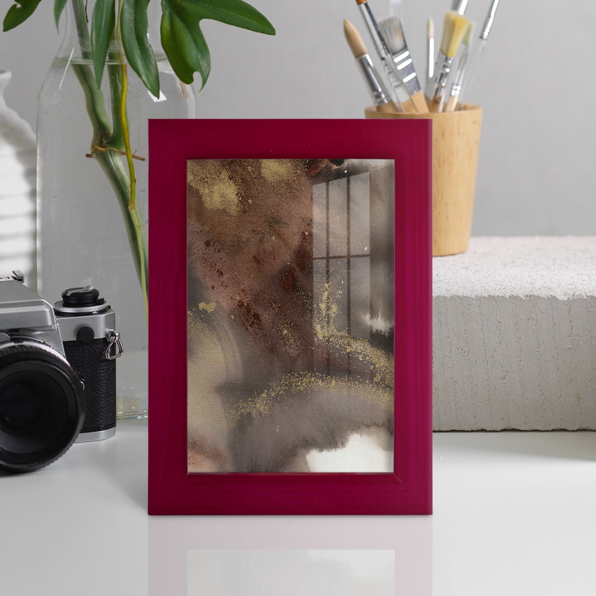 Mountain Seasons IV - Framed Print w/glass - Cherry Red