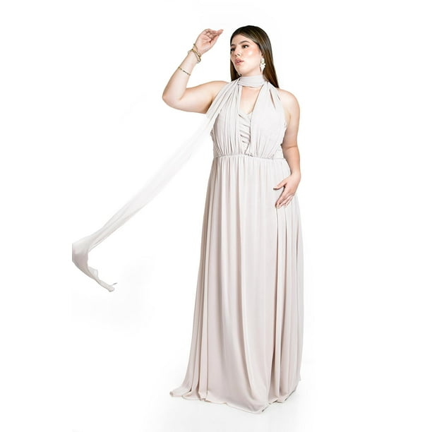 Vestido de noche multiformas Roman Fashion / Tallas Extras, 2001 (Hueso) beige 38