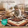 thumbnail image 4 of ODIKA Border Aztec Motif Frame Spotted Cabin Southwestern Farmhouse Playful Expressive for Dining Room, Under Table, Office, Non-Slip Chair-Friendly Floor, 4 of 7