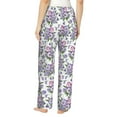 thumbnail image 3 of Xecao Violets Flowers Women's Straight Lounge Pajama Pants: The Epitome of Relaxed Sleepwear, 3 of 9