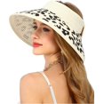 thumbnail image 2 of Womens Beach Straw Sun Hats Ponytail Hole Wide Brim Summer Visor Foldable Hat Sun Protection Packable for Travel Pool, 2 of 5