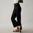 thumbnail image 5 of Women's stretch twill cotton cropped wide-leg jeans with pockets, casual ankle-length jeans, 5 of 9