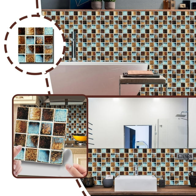 10pc 3D Crystal Tile Stickers DIY Waterproof Self-Adhesive Wall Stickers