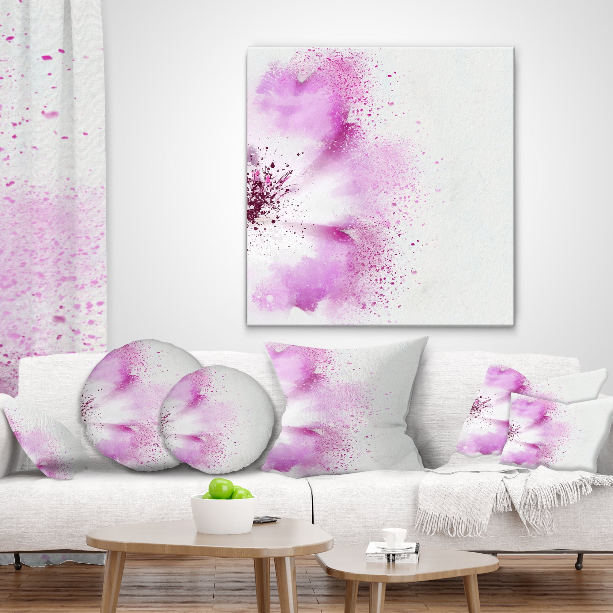 Designart Abstract Purple Daisy Flower - Flowers Throw Pillowwork - 18x18