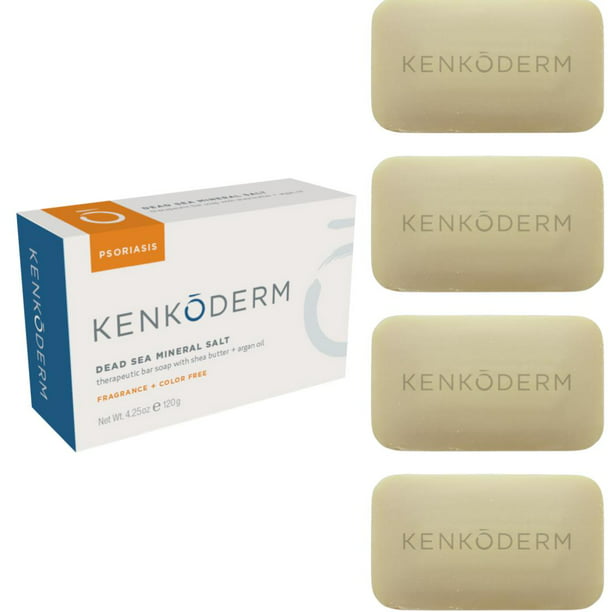 Kenkoderm Psoriasis Dead Sea Mineral Salt Soap with Argan Oil & Shea Butter 4.25 oz (4 Bars