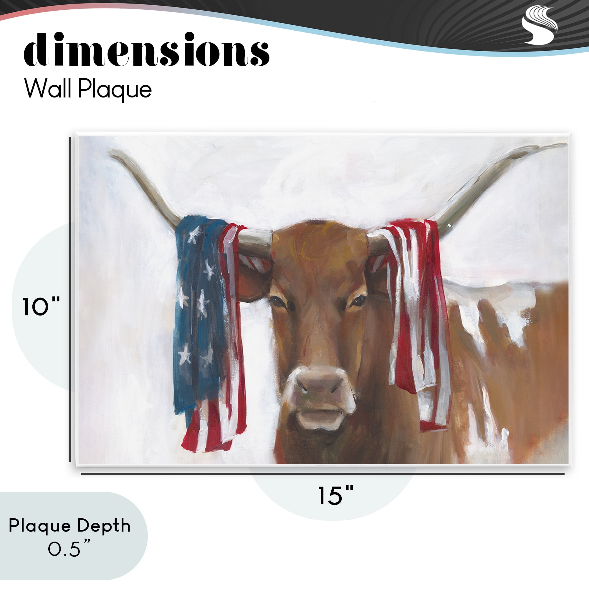 Stupell Industries Patriotic Longhorn with Flag Wall Plaque Art, design by White Ladder