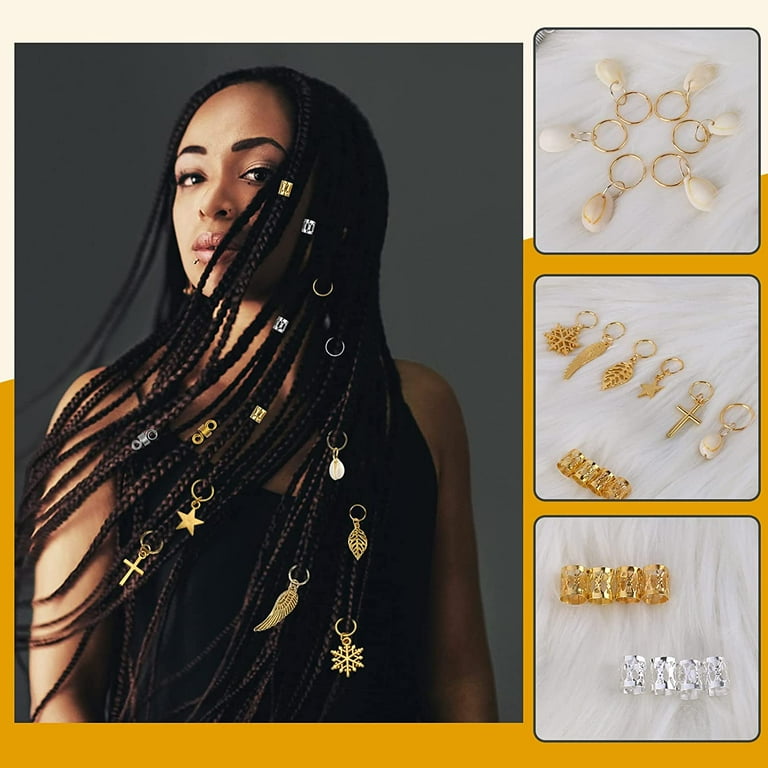 Hair Charms Hair Gold Rings 200PCS Hair Beads For Women Braids