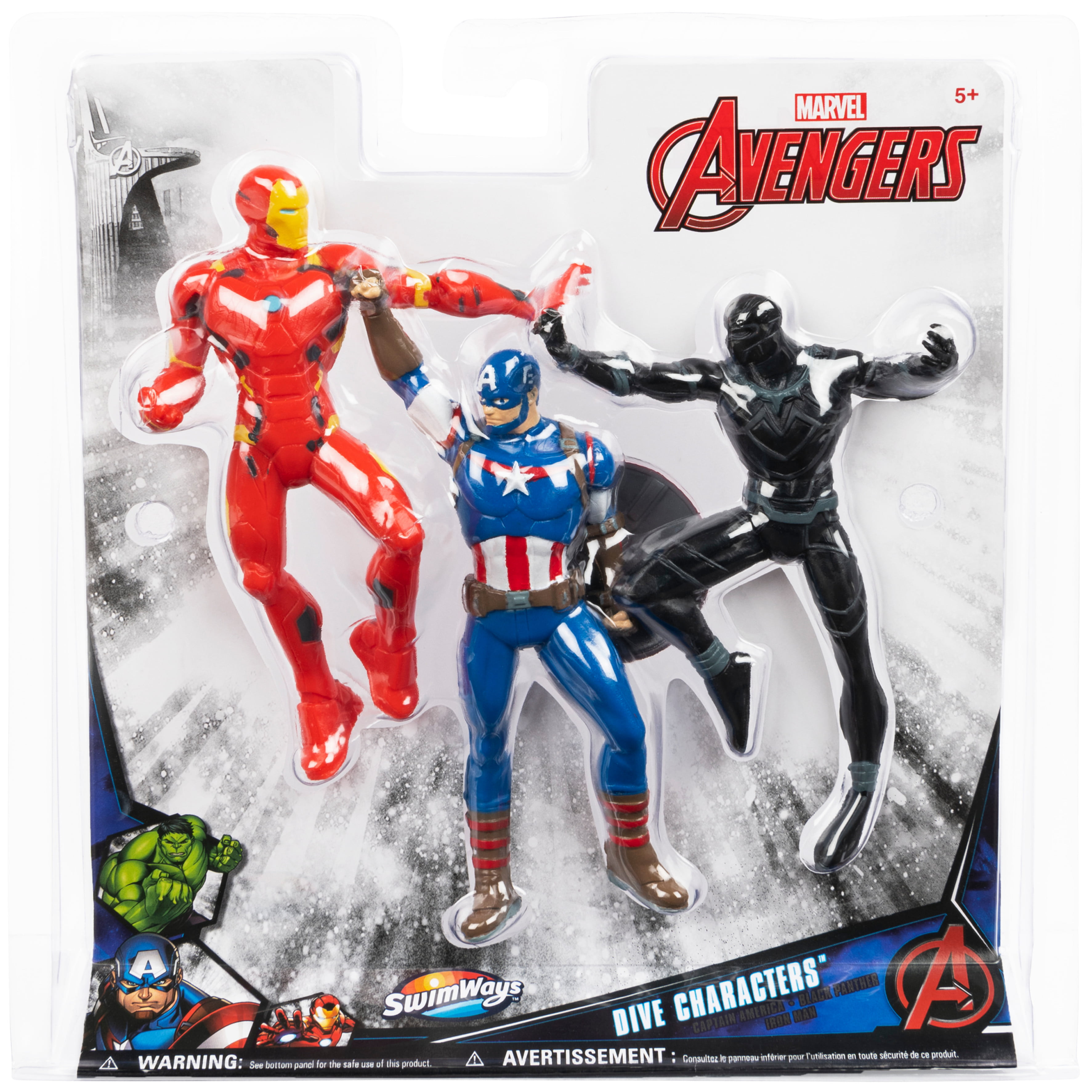 SwimWays Marvel Avengers Dive Characters - Captain America, Black Panther,  and Hulk Buster 
