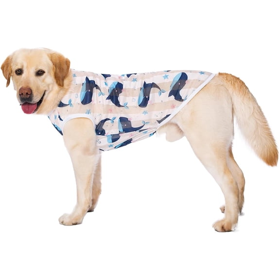 HQREA Pet Clothes Dog Summer T-Shirt Printed Breathable Dog Vest Clothes Outfit for Large Dogs