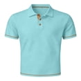 thumbnail image 4 of FINALGANG Men Lapel Collar Short Sleeve Polo Shirt Waffle Grid Texture Contrast Button Placket Slim Business Casual Breathable Knit Top Leisure Tops XXL, 4 of 8