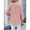 thumbnail image 5 of Womens V Neck Casual Hollow Out Eyelet Embroidered Blouses Shirts Beach Cover Up Tops Dressy Dark Pink L, 5 of 8
