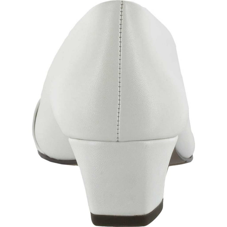 Easy Street Eloise Womens Faux Leather Dressy Block Heel In White