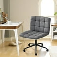 thumbnail image 6 of Criss Cross Chair with Wheels, Wide Seat Desk Office Chair with Height Adjustment Armless Swivel Rolling Comfy Cross Legged Chairs，Linen Gray, 6 of 7