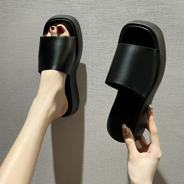 Zapatillas con punta abierta para mujer, sandalias cómodas, informales, cómodas, para la playa Wmkox8yii ytu6145