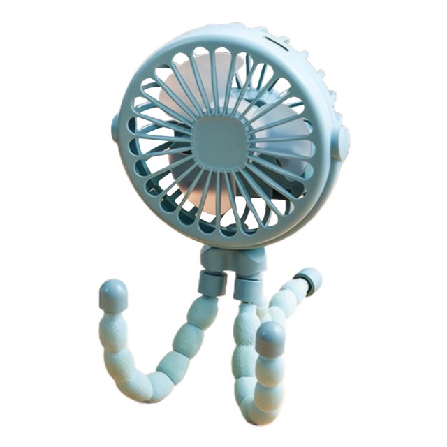 Ventilador para cochecito de bebé FLhrweasw recargable con clip 3 velocidades luz azul