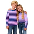 thumbnail image 3 of UQJfacai Girls Striped Long Sleeve T Shirts Kids Summer Oversized Tops Color Block Cute Casual Crewneck Tees 3-14 Years, 3 of 9