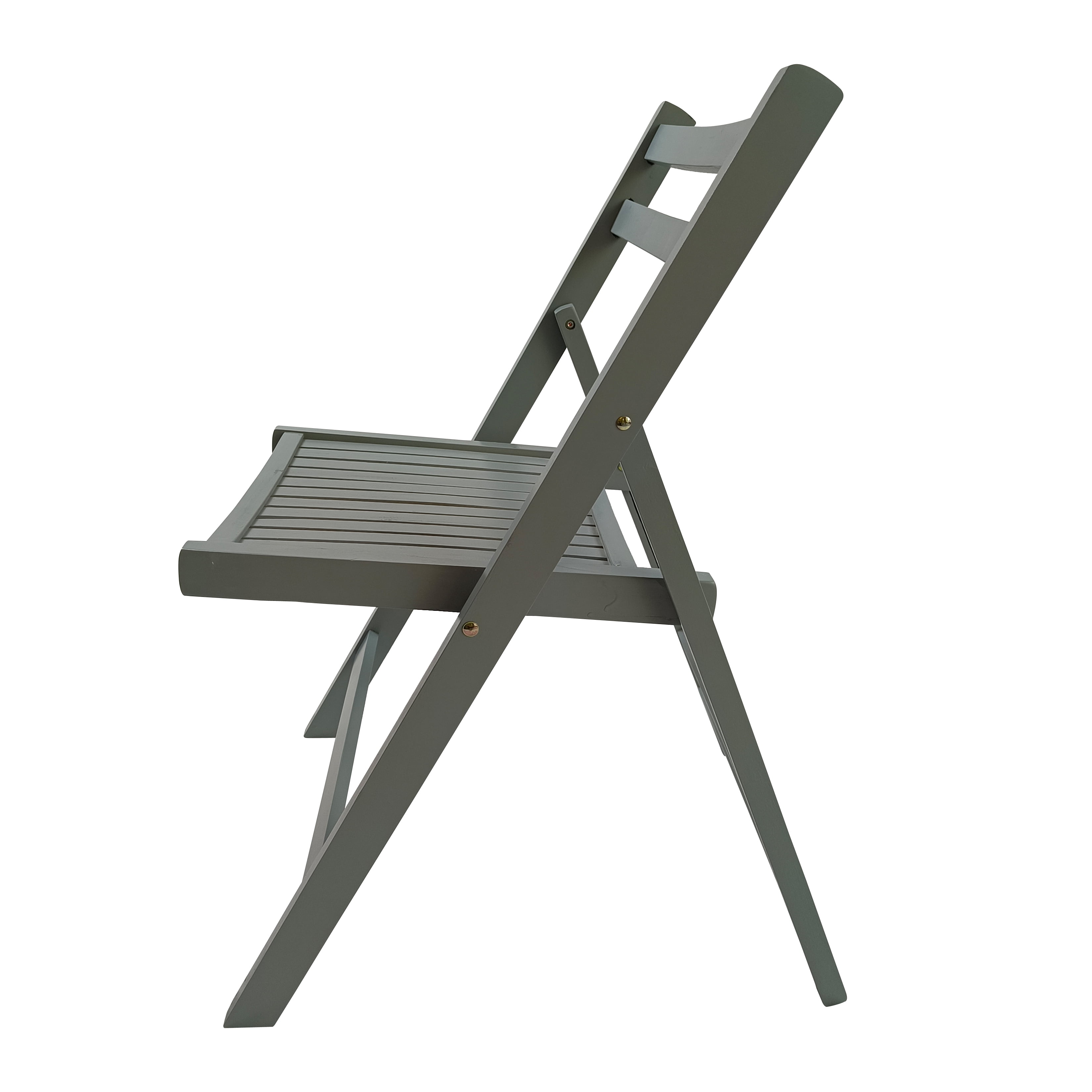 Wooden Folding Dining Chair, 4 Pack Slatted Wood Event Chair Indoor Outdoor Patio Use, Gray