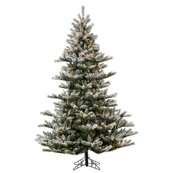 7.5 ft. Pre Lit Clear Incandescent Natural Cut Flocked Layered Northwood Fir