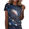 thumbnail image 2 of LUOGENLI T-shirts pour Femmes Col Rond Étoile Mode Décontractée Imprimé Manches Courtes T-shirts Graphiques Vêtements d'Été Bleu TTTG, 2 of 4