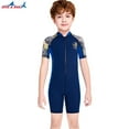 thumbnail image 3 of Niños trajes de buceo traje de buceo secado rápido espalda cremallera cremallera transpirable deportes pieles de buceo para buceo snorkeling surf natación azul oscuro m Eigraketly OD003670-10, 3 of 7