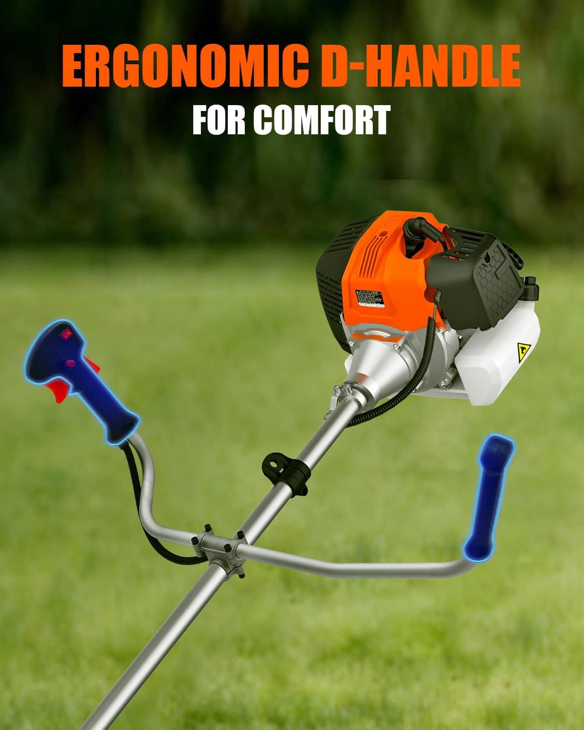 NEOTEC 52CC Gas Weed Wacker 2-Cycle, Heavy Duty Brush Cutter, Anti-Fatigue Comfort Grip & Dual Shoulder Harness, Gasoline String Trimmer for Lawn Garden Grass Edge and Weed Clearing