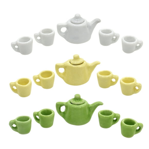1/12 Poupée Maison Miniatures Vaisselle de Table Poupée Simulation Tasse à Thé Bricolage Unisexe Décoration d'Anniversaire Ensemble de Jouets Filles Garçons Unisexe Cuisine d'Anniversaire Blanc