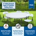 thumbnail image 3 of Plastic Development Group 4' Folding Banquet Table & 4 Outdoor Folding Chairs, 3 of 12