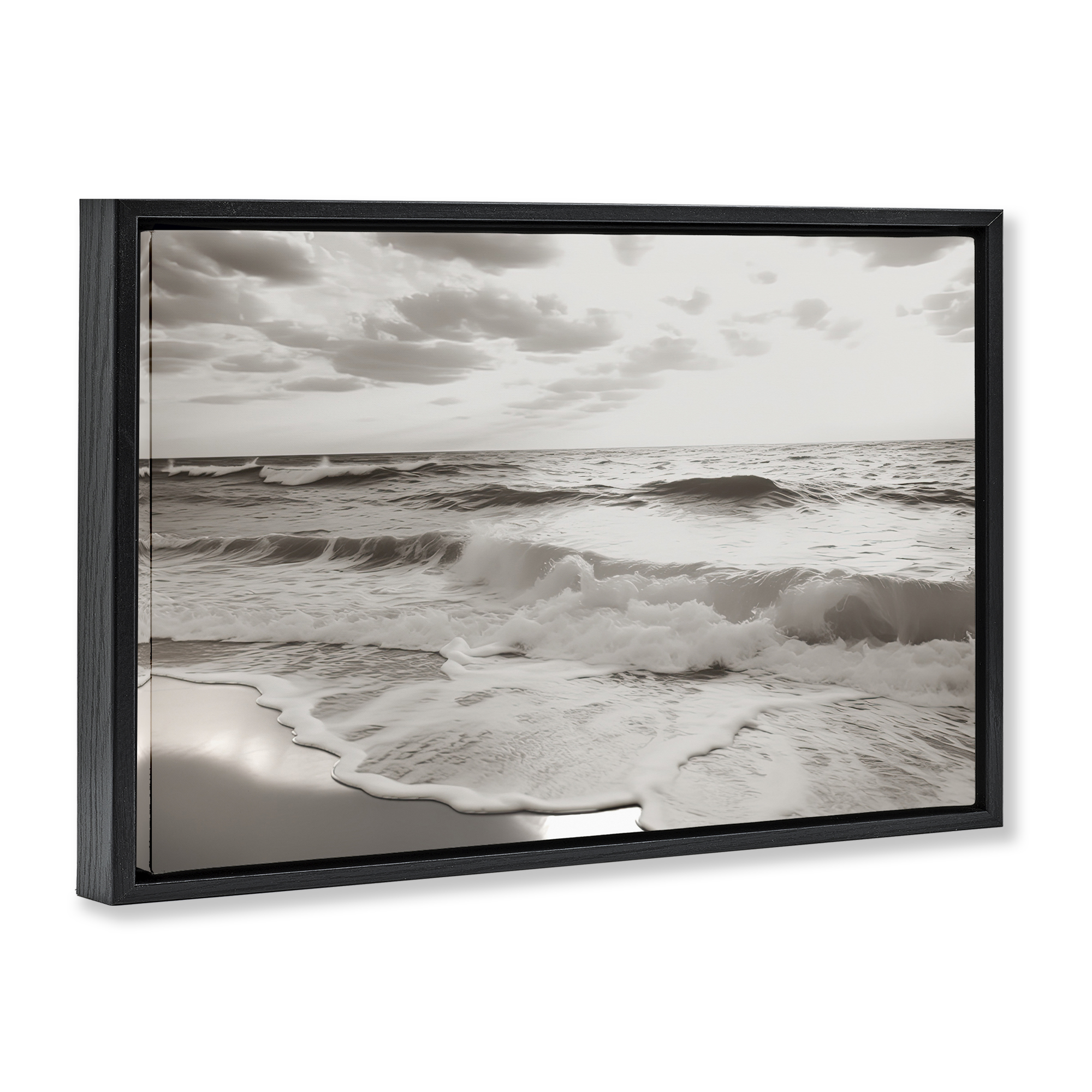 Beach View Reverie Black Framed Floater Canvas Wall Art, design by Decent Exposures