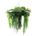 thumbnail image 2 of Silver Framed Roof Hanging Disc With Draping Life-Like Ferns and Plants 31.5" UV Resistant, 2 of 5