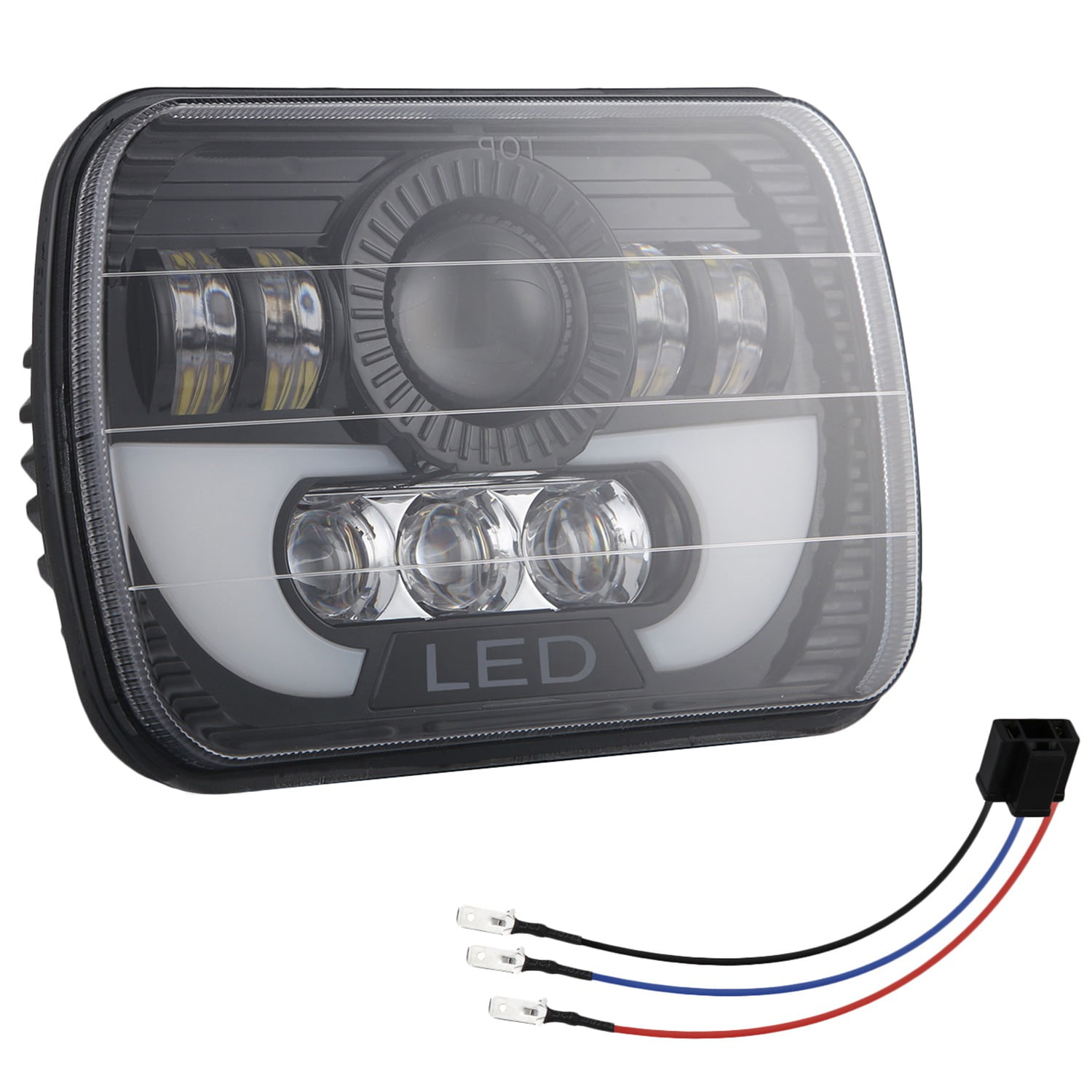 6x7'' inch LED Headlight Black DRL Bulbs Hi-low Beam For Chevrolet Express 3500 