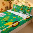 thumbnail image 3 of Manfei Forest Elephant Wildlife Zipper Full Size Comforter Sets with Fitted Sheet and 2 Pillowcases, Kawaii Flower Leaf Zipper Bedding Set, Green, Colorful Stars Reversible, 4 Pieces, 3 of 7