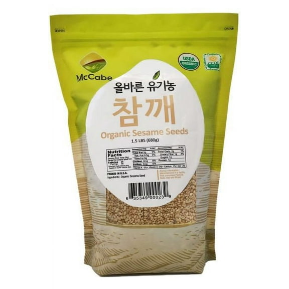 McCabe Organic Sesame Seed - Organic Raw Sesame Seeds 1.5lbs | Rich with Fiber & Minerals | USDA and CCOF Certified | Packed in USA