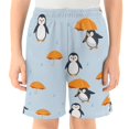 thumbnail image 2 of Penguin Umbrella Pattern Athletic Shorts Breathable with Comfort Fit Drawstring Casual Sweatshorts X-Small, 2 of 9