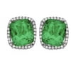 5th & Main Platinum-Plated Sterling Silver Large Cushion-Cut Green Obsidian Pave CZ Earrings