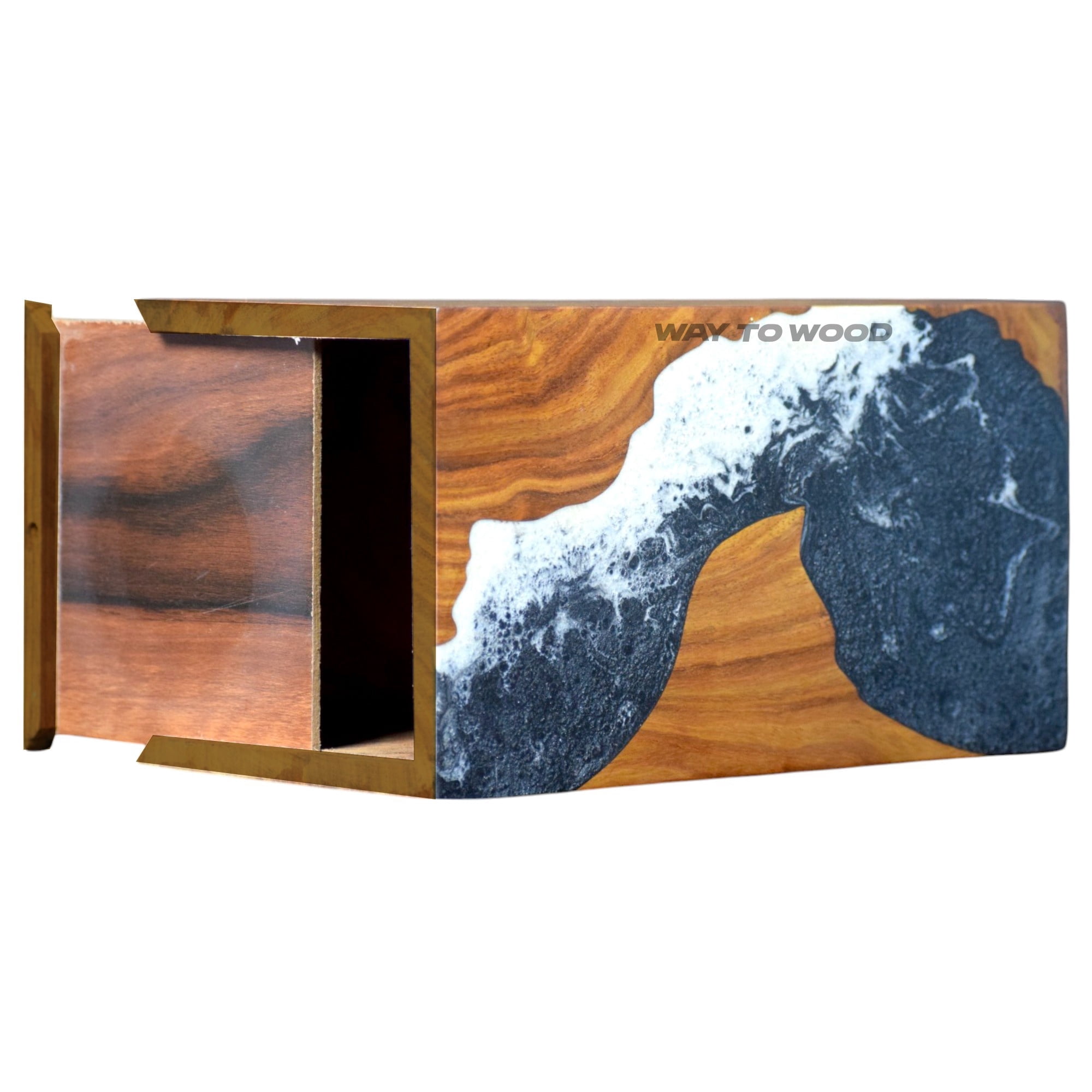 Wooden Urns for Human Ashes Adult Male, Female – Decorative Urn Box for Pet Ashes - Ocean Wooden Resin Urns for Burial & Home Memorial - Personalized Cremation Urn