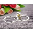thumbnail image 3 of 2.25 Carat 7X5mm Emerald Cut Wedding Set Champagne Diamond Moissanite Engagement Ring With Matching Band On 10K White Gold, Promise Ring, Anniversary Ring, 3 of 5