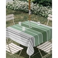 thumbnail image 2 of Outdoor Tablecloth with Umbrella Hole, Sage Green Stripes Spillproof Waterproof Outdoor Table Cover, Modern Spring Abstract Striped Patio Tablecloths for Party/Garden/Picnic, Square 54"x54", 2 of 9