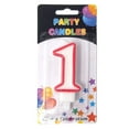 thumbnail image 1 of Number 1 Birthday Candle, White/Red, 2-1/2-Inch, 1 of 1