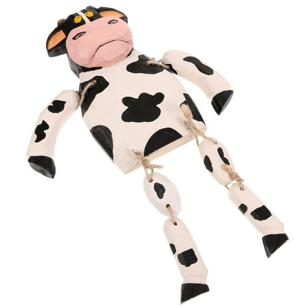 GOOHOCHY  Cow Figurines with Long Leg Wood Carving Ornaments