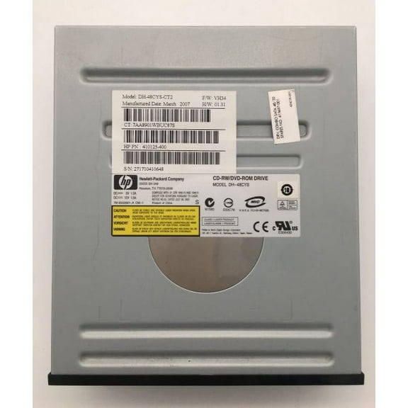 Hp cd-rw/dvd-rom drive dh-48cys , 410125-400, march 2007, taiwan, fw vh34 h/w:01.31