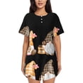 thumbnail image 1 of Balery Coffee Gnome (2) Conjunto de Pijama para Mujer con Estampado, Dos Piezas de Manga Corta y Shorts, Ropa de Dormir Suave con Cuello Redondo y Bolsillos-Medium, 1 of 6
